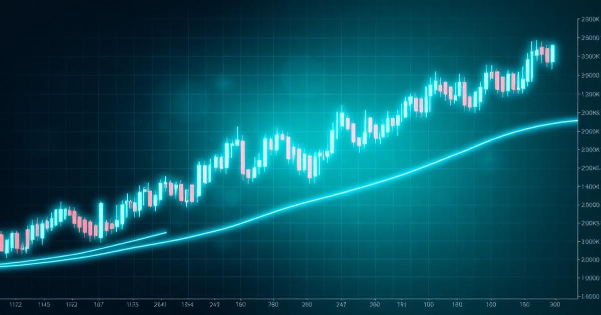 Analisi tecnica: grafico a candele con linee di tendenza e livelli chiave