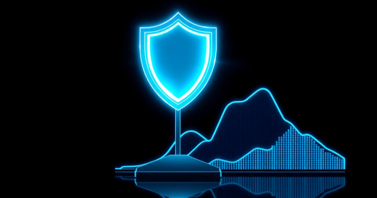 Gestione del rischio nel trading: scudo luminoso e curva di drawdown