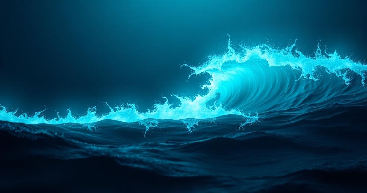 Volatilità di mercato: onda luminosa turchese che rappresenta oscillazioni di prezzo